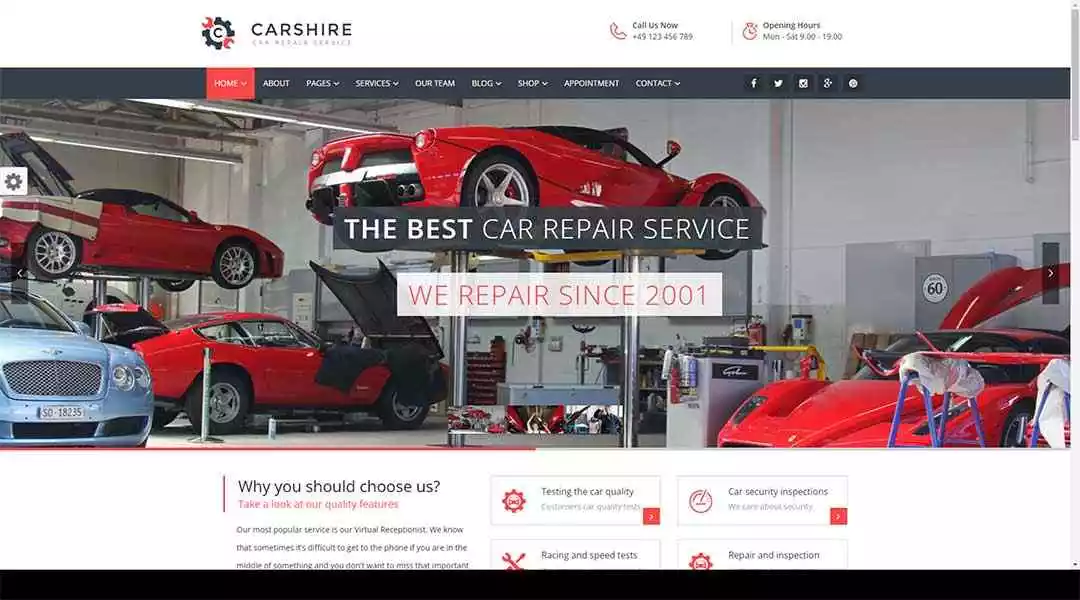 Car Shir Auto Mechanic & Repair WordPress Theme