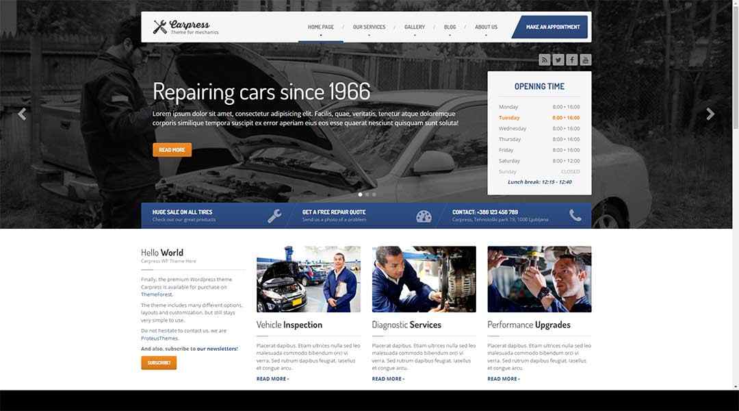 CarPress WordPress Theme For Mechanic Workshops