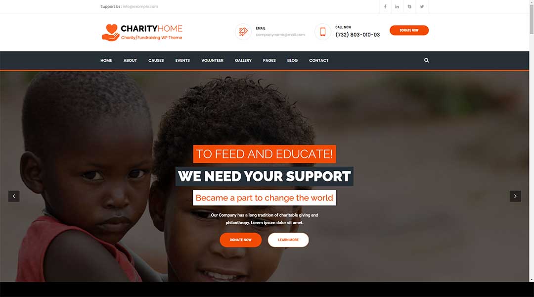 Charity Home Fundraising WordPress Theme