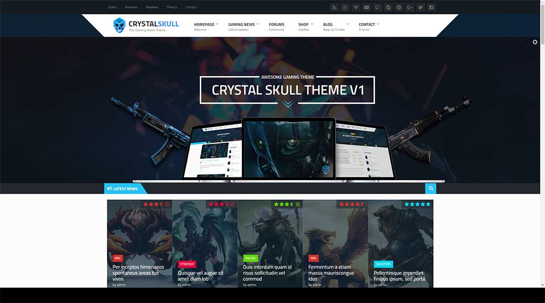 CrystalSkull Gaming Magazine WordPress Theme
