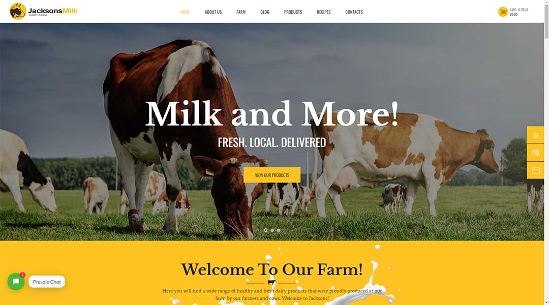 Dairy Farm Eco Milk Products WordPress Theme