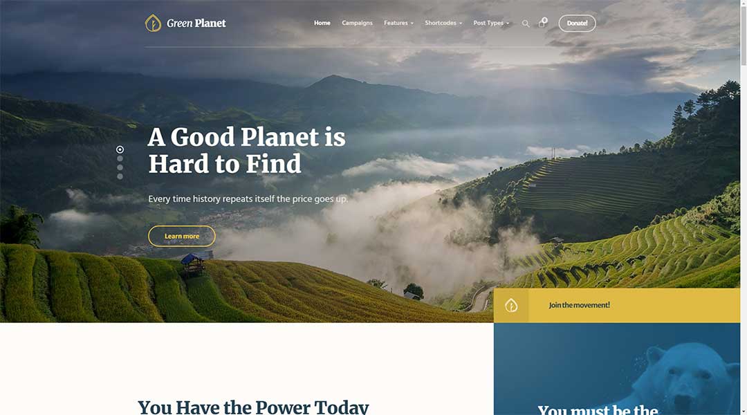 Ecology Environment WordPress Theme Green Planet