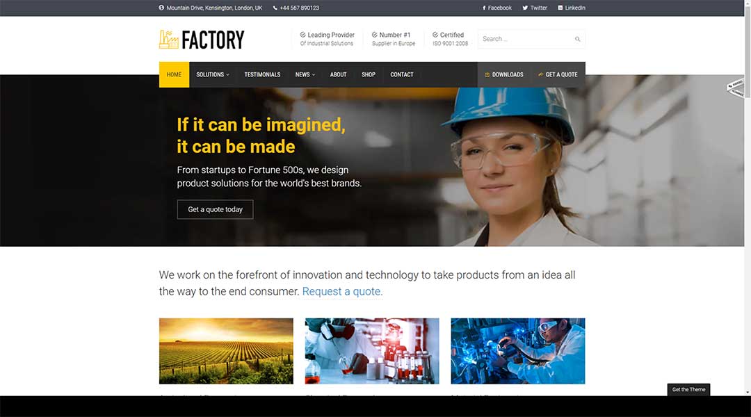 Factory Industrial Business WordPress Theme