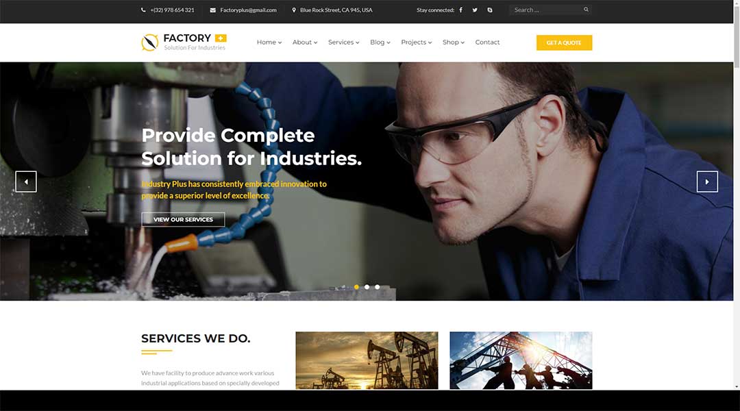 Factory Plus Industry and Construction WordPress Theme