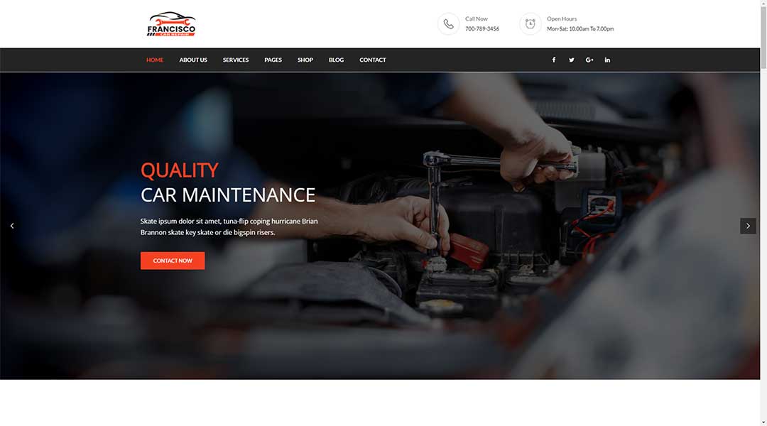 Francisco Auto Mechanic Repair WordPress Theme