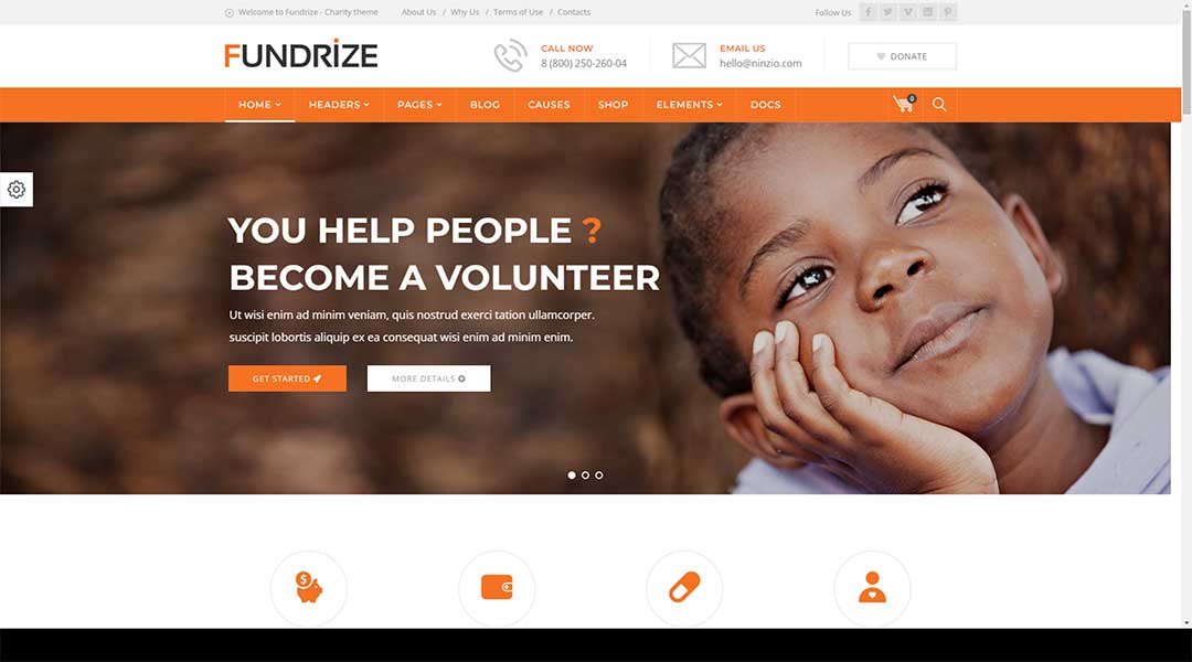 Fundrize Responsive Donation & Charity WordPress Theme
