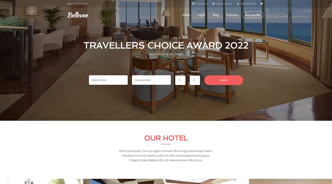 Bellevue Hotel Bed and Breakfast Booking Calendar Theme