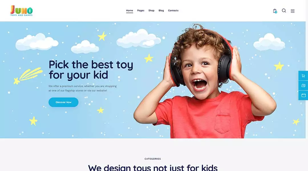 Juno Kids Toys Games Store WordPress Theme