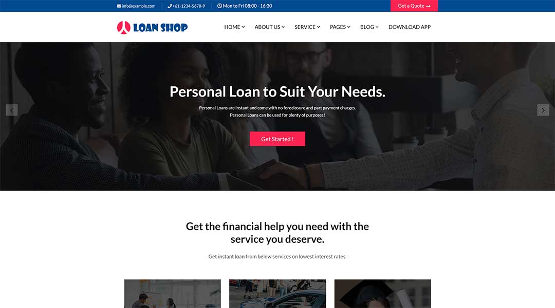 LoanShop Loan Finance Adviser WordPress Theme