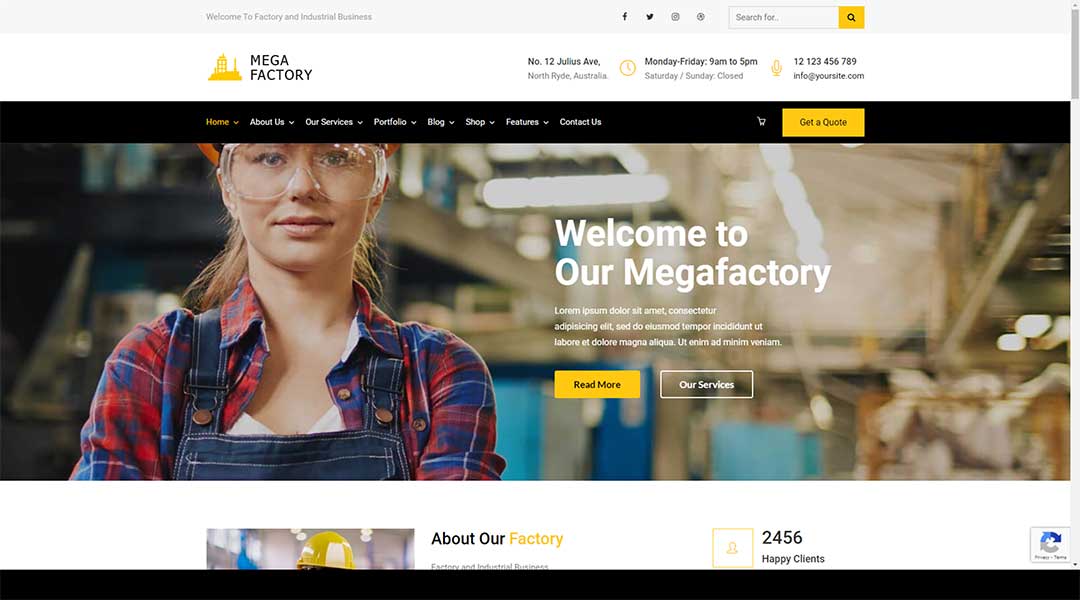 Mega Factory Industrial WordPress Theme