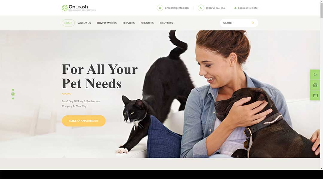 OnLeash Dog Walking Pet Services Veterinary WordPress Theme