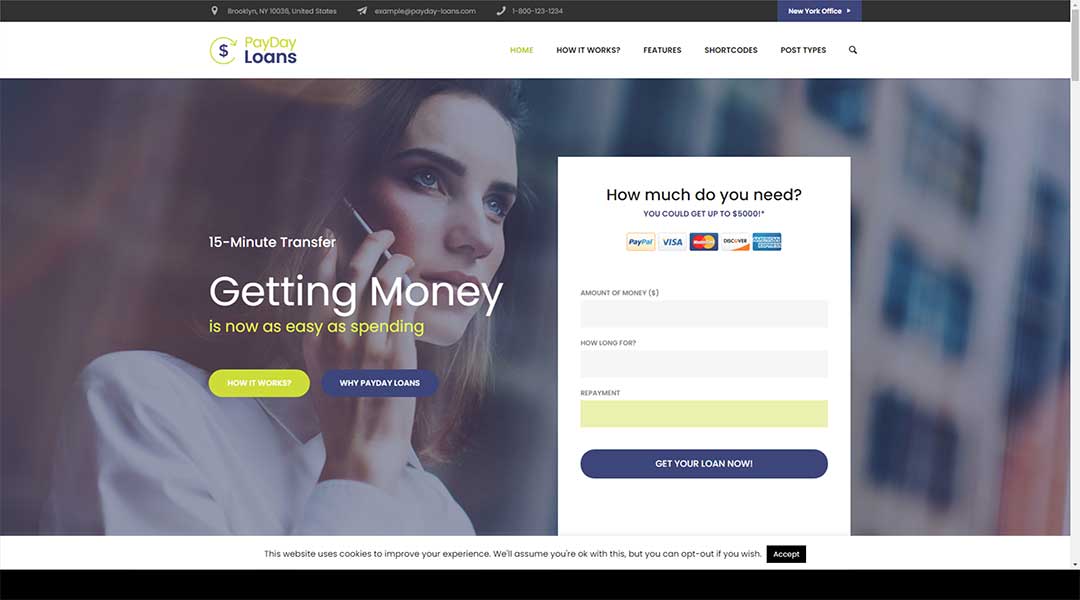 Payday Loans Banking Loan Business and Finance WordPress Theme