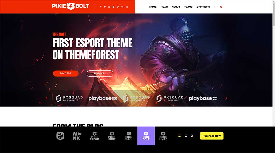 PixieBolt eSports Gaming Theme For Clans & Organizations