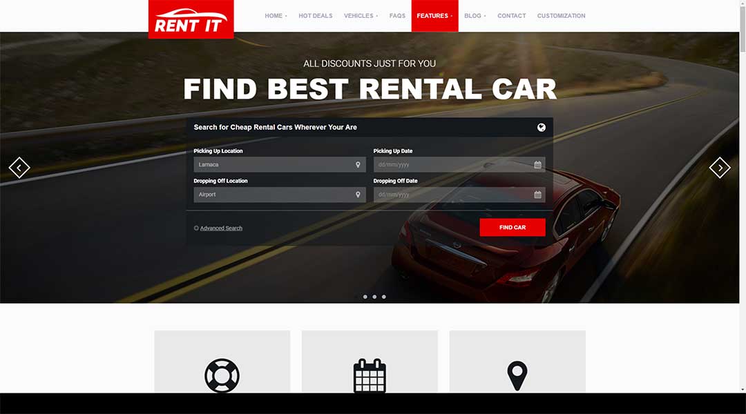Rentit Multipurpose Vehicle Car Rental WordPress Theme
