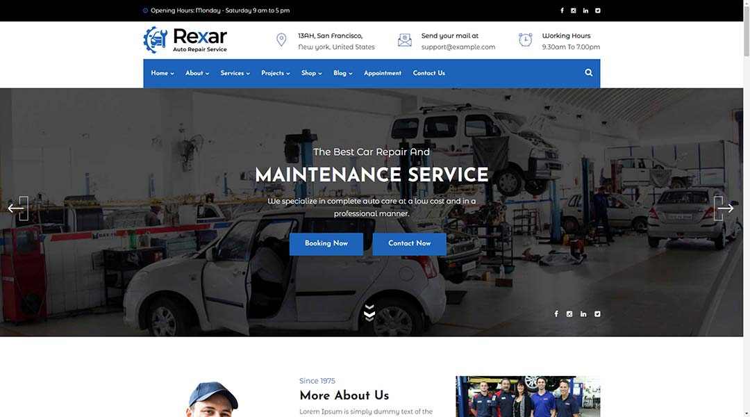 Rexar Auto Mechanic WordPress Theme