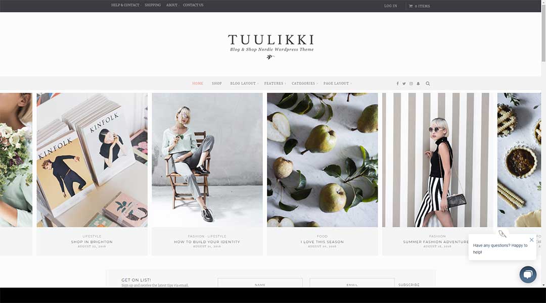 TUULIKKI Nordic Blog Shop WordPress Theme