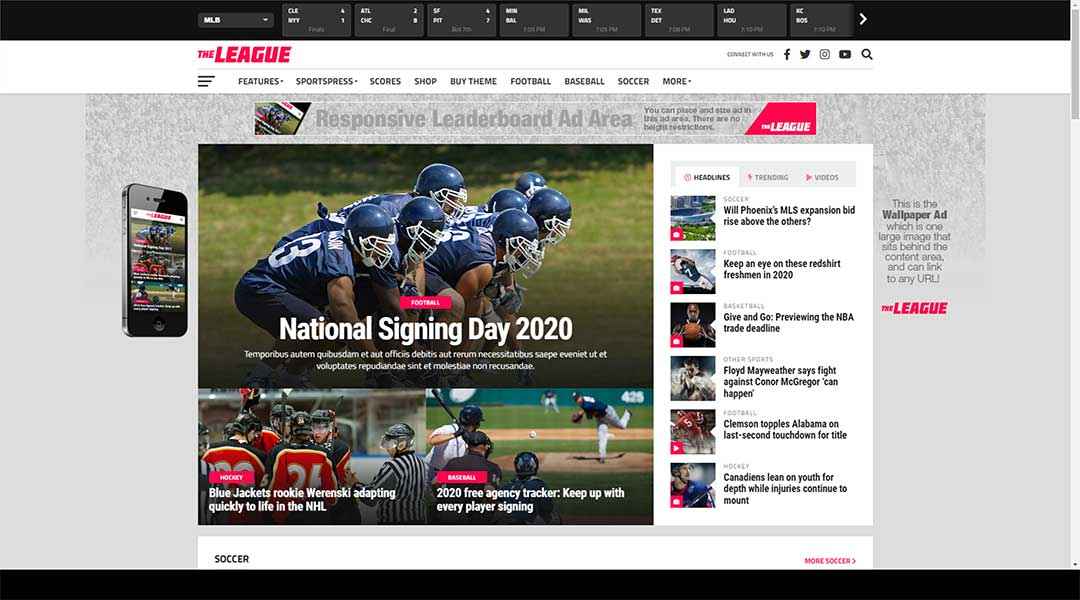 The League Sports News & Magazine WordPress Theme