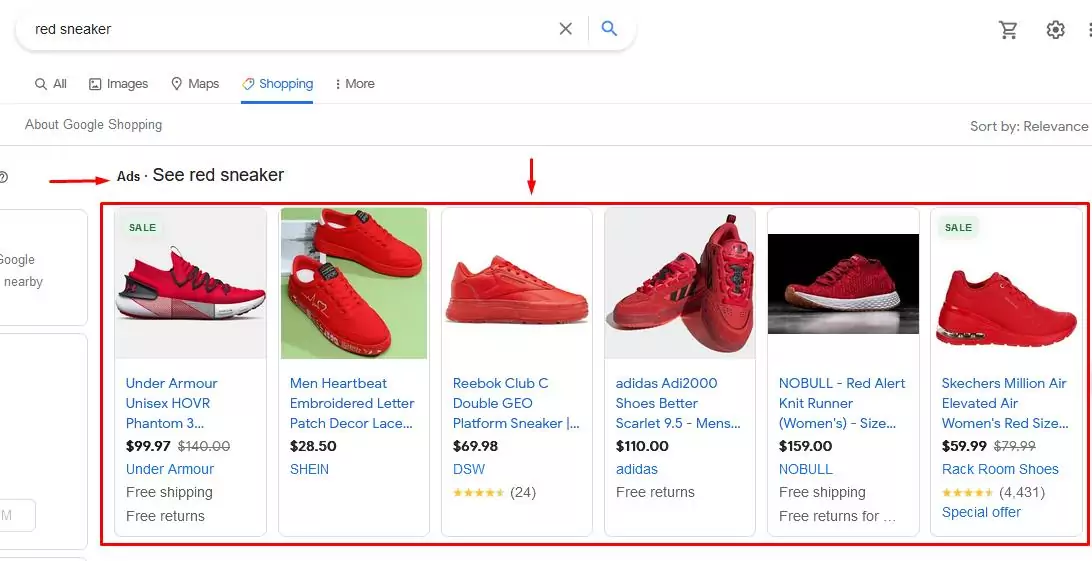 Google shopping tab ads