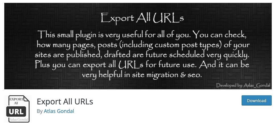 Atlas Gondal - Export All URLs - Free Plugin For Online Store
