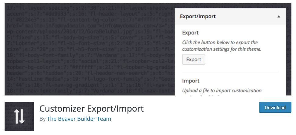 Beaver Builder Team - Customizer Export/Import plugin