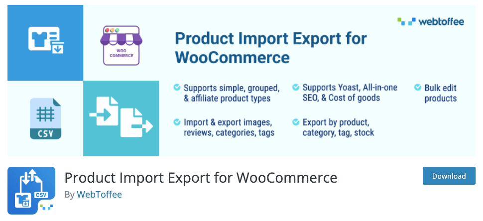 Web Toffee Product Import Export for WooCommerce Plugin